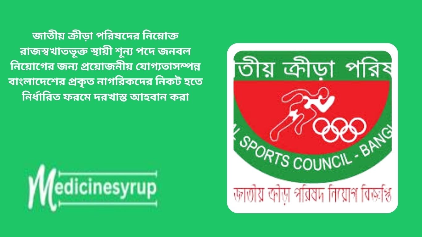 জাতীয় ক্রীড়া পরিষদের নিম্নোক্ত রাজস্বখাতভূক্ত স্থায়ী শূন্য পদে জনবল নিয়োগের