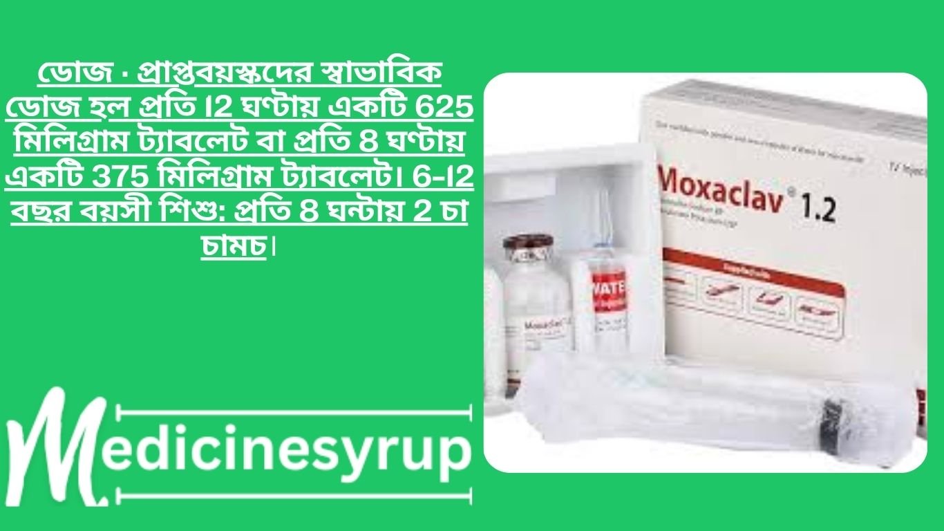 Moxaclav 625 Injection ডোজ · প্রাপ্তবয়স্কদের স্বাভাবিক ডোজ হল প্রতি 12 ঘণ্টায় একটি 625 মিলিগ্রাম ট্যাবলেট বা প্রতি 8 ঘণ্টায় একটি 375 মিলিগ্রাম ট্যাবলেট। 6-12 বছর বয়সী শিশু: প্রতি 8 ঘন্টায় 2 চা চামচ।
